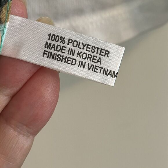 Vintage Mint Green, Tan, Brown & White Circle Print Polyester Long Scarf - Picture 6 of 7